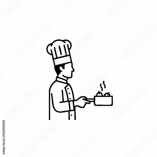 Chef Cooking with Pot in Hand for Culinary Blogs, Restaurant Websites, Cooking Classes, Food Education, and Professional Kitchen Content  