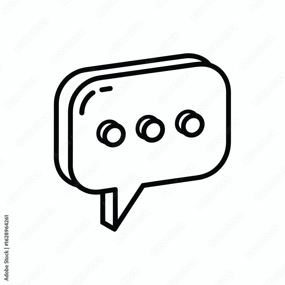 Fototapeta premium Simple outline of a speech bubble with three dots indicating conversation