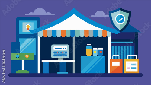 A booth sells home security systems and gadgets preying on fears of burglaries and breakins..