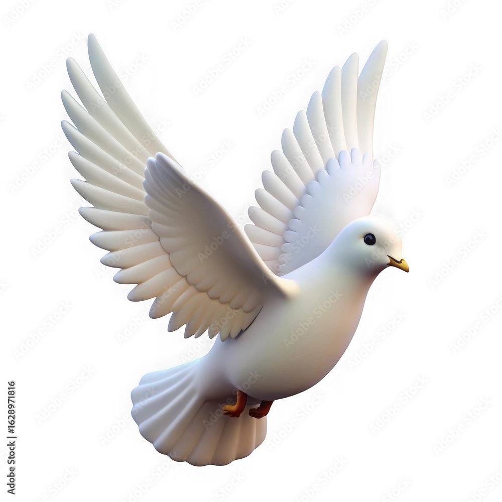 Obraz premium A white dove in flight isolated on transparent background