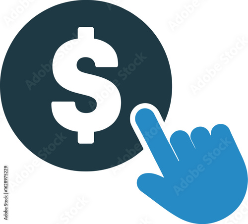 Click for money online earning digital payments dollar sign