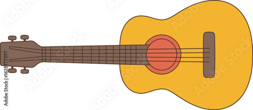 Isolated cartoon acoustic guitar musical instrument vector