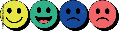 Emotions faces expression happy sad mood vector illustration