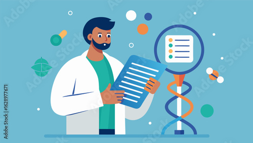A doctor carefully reviewing genetic testing results to determine the most effective ketamine treatment plan for a patient highlighting the role of.