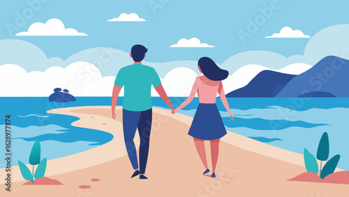 A couple holds hands as they walk along a beach enjoying a day out for the first time in years thanks to the pain relief theyve received through.