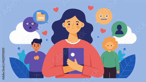 A blog post discussing the detrimental effects of comparing oneself to others on social media and encouraging readers to focus on their own wellbeing. Vector illustration