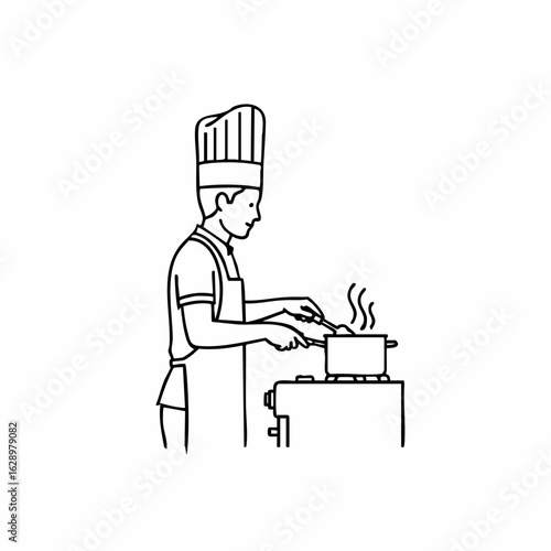 Chef Cooking in Kitchen with Steam Rising for Culinary Blogs, Food Education Websites, Cooking Classes, Recipe Development, and Food Content Creation  