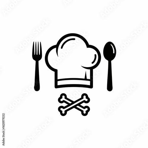 Culinary Skull and Chef Hat Icon for Food Blogs, Restaurant Branding, Culinary Arts, Nutrition Awareness, and Social Media Graphics  