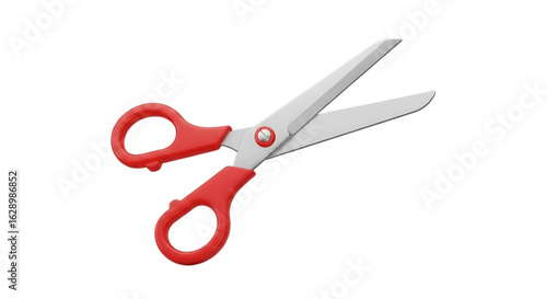 Konstfotografi Red handled scissors open and ready for cutting isolated on transparent backgrou