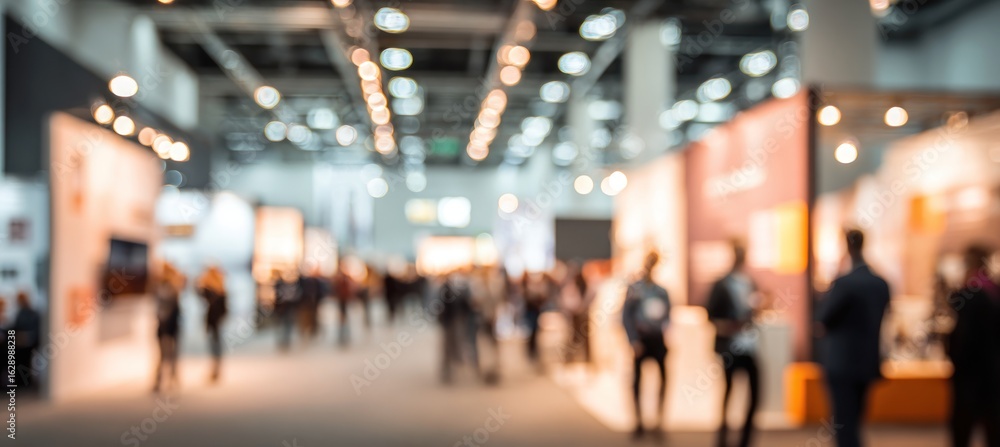 Fototapeta premium Blurred Exhibit Hall: A bustling trade show atmosphere
