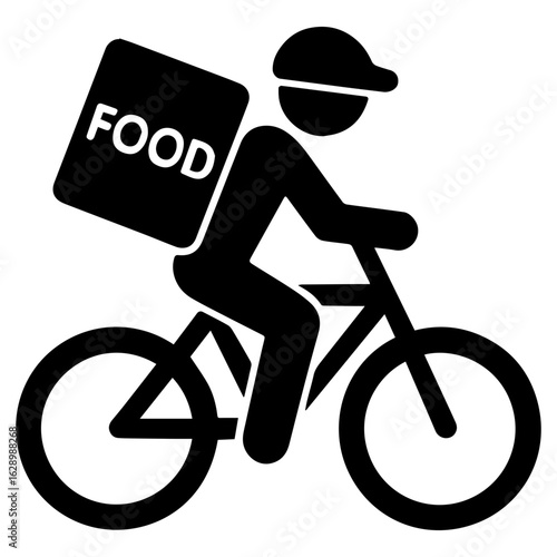 Food delivery rider food ordering app icon with transparent background in black and white style
