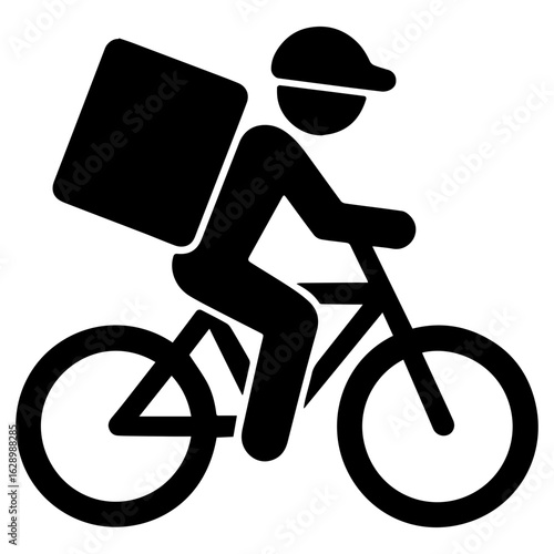 Food delivery rider food ordering app icon with transparent background in black and white style
