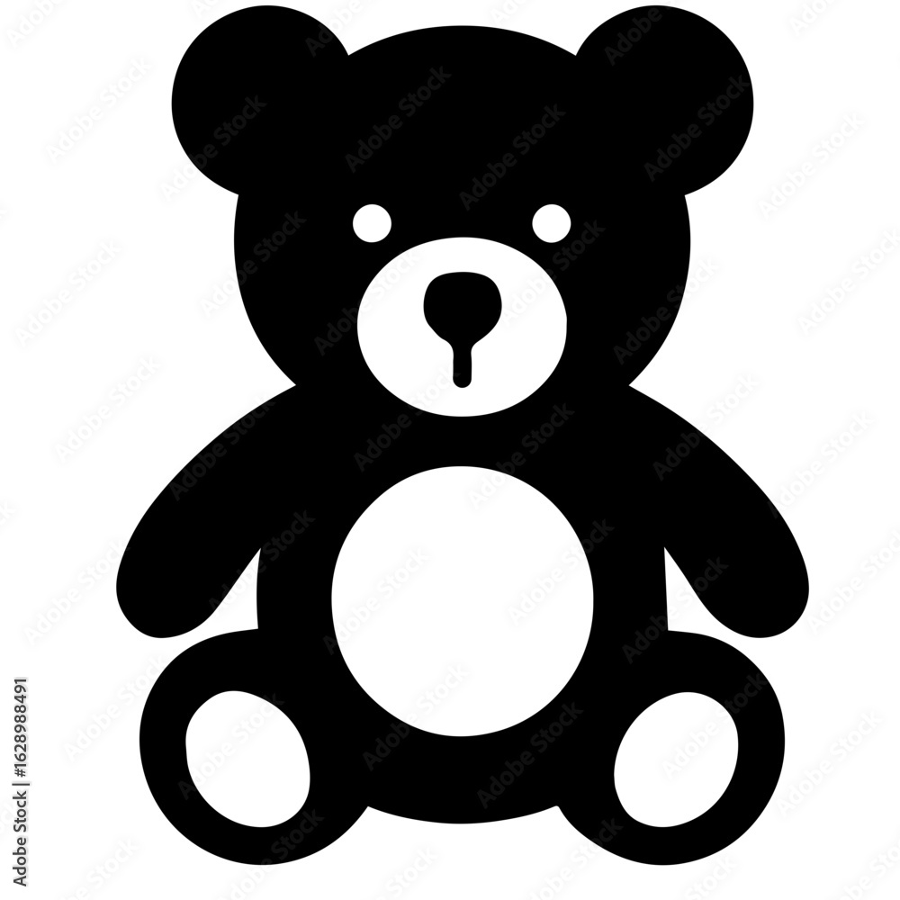 Obraz premium Teddy bear symbol logo icon with transparent background in black and white style 