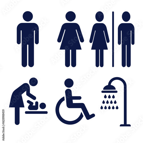 Public Restroom and Accessibility Icons Set