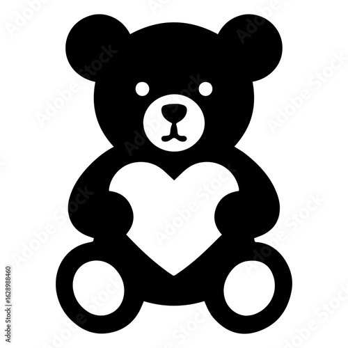 Teddy bear symbol logo icon with transparent background in black and white style
