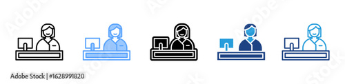 Receptionist icon sheet multiple style collection