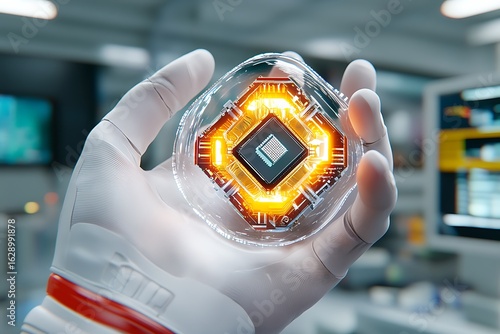 Innovative technology breakthrough quantum chip development in advanced labs futuristic environment close-up view