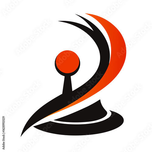 Abstract orange and black stylized joystick logo