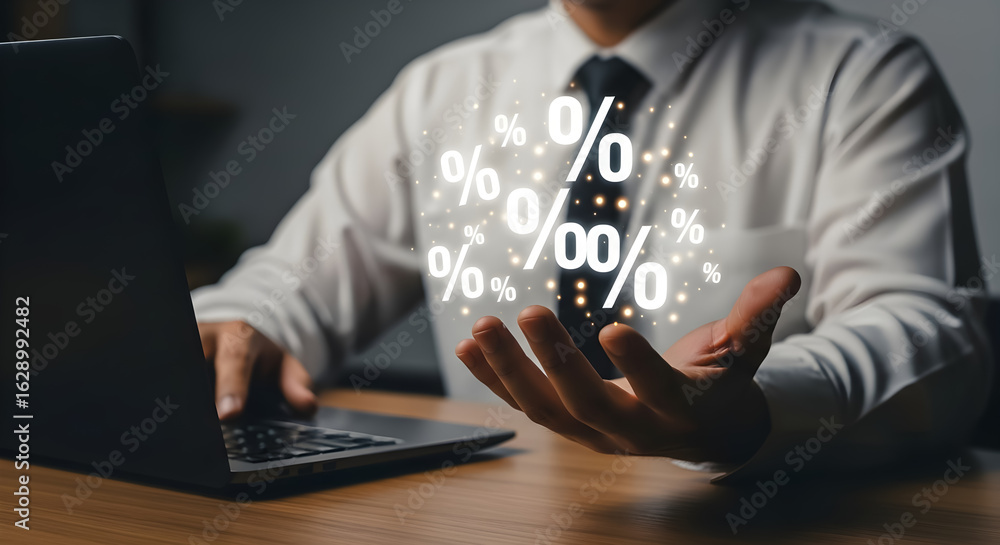 Naklejka premium Finance Growth Percentages Digital Symbols Growing Business