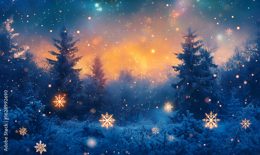Naklejka premium Christmas and New Year background with festive decorations, snowflakes, and holiday-themed elements. Ideal for greeting cards, invitations, and seasonal designs.