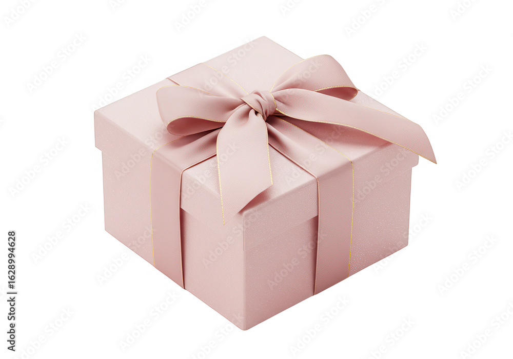 Fototapeta premium Pink gift box with ribbon isolated on transparent background