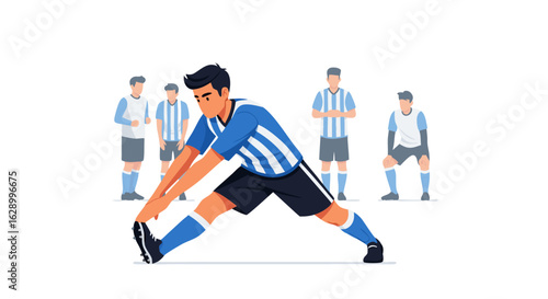 Soccer Player Stretching Before a Game: Preparation, Flexibility and Teamwork on the Field
