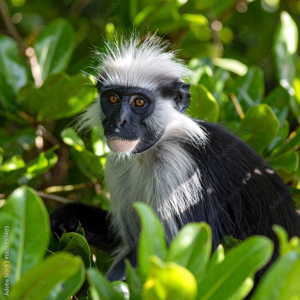 Obraz premium Monkey in lush foliage