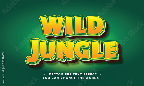 wild jungle text with effect illustration