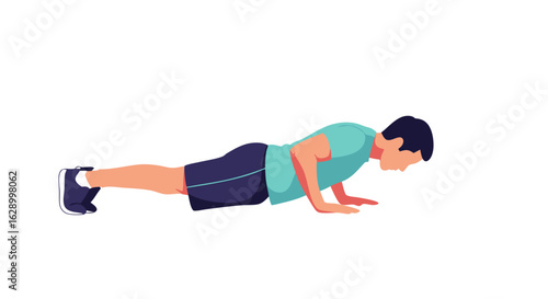 Man Doing Push-Ups for Strength and Fitness Training Illustration on White Background