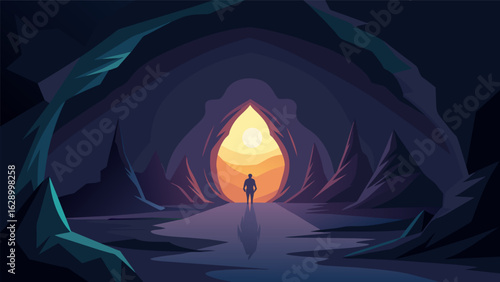 A deep dark cave with limited light shining through describing the initial uncertainty and fear of starting ketamine treatment but also the eventual.