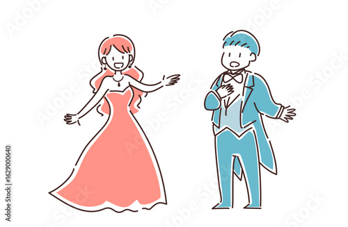 歌をうたう男女のベクターイラスト