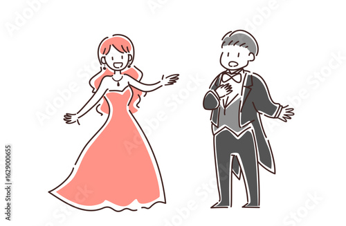歌をうたう男女のベクターイラスト