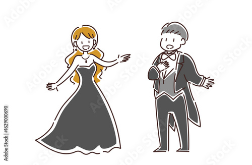 歌をうたう男女のベクターイラスト