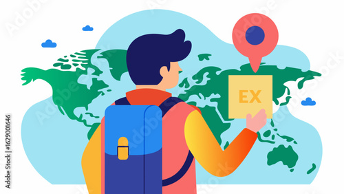 A person holding a map and a backpack with the words explore and discover written above them. The image encourages individuals to travel and.
