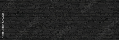 Detailed black brick wall texture with textured grunge elements for digital design and architecture