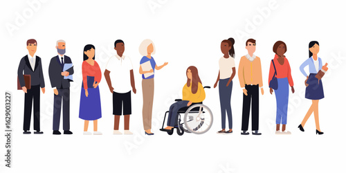 Diverse group of people standing together representing inclusion and equality