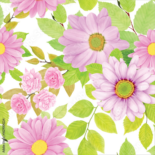 beautiful chrysanthemum seamless pattern