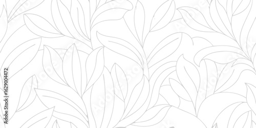 Elegant outline floral pattern on white background