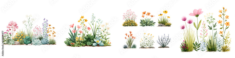 custom made wallpaper toronto digitalWatercolor Wildflower Collection - Floral Border Elements