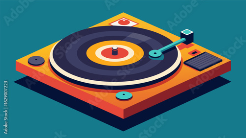 A record spinning on a turntable sounding crisp and clear after being thoroughly cleaned at the music bars service. Vector illustration