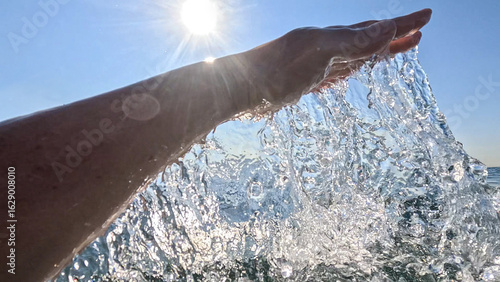 water splash in the hand