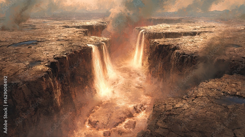 Fototapeta premium Canyon waterfalls sunrise landscape