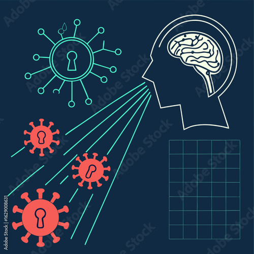Abstract Brain Virus Security Concept Illustration