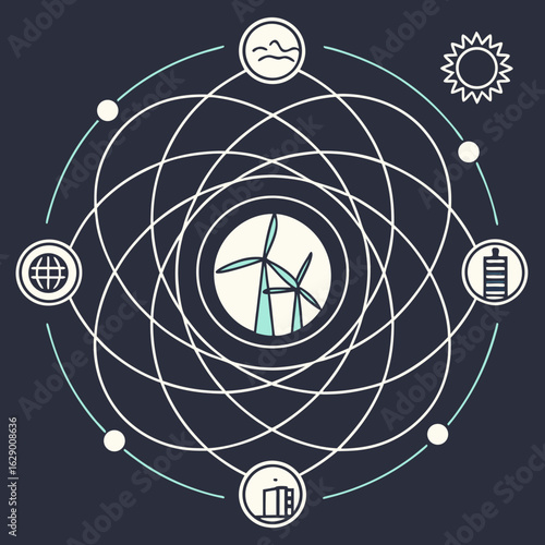 Abstract Circular Diagram of Renewable Energy Sources