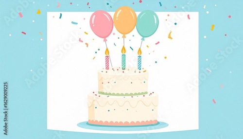birthday cake with balloon