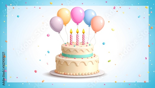 birthday cake with balloons