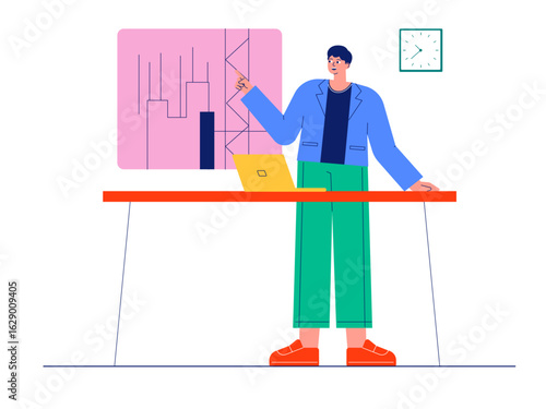 The target building to be renovated into a more attractive building. Architect illustration. Cartoon flat vector illustration.
