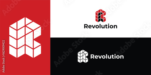 Initial logo lettering R or alphabet R. Simple outline logo vector