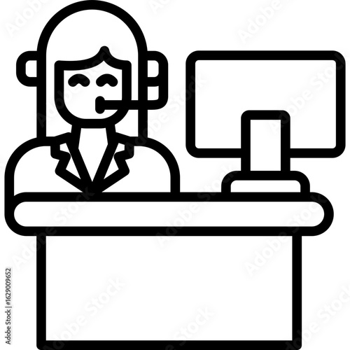 Customer Service Desk line icon