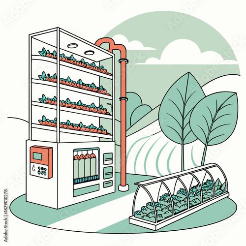 Automated Vertical Farming System with Hydroponic Plants